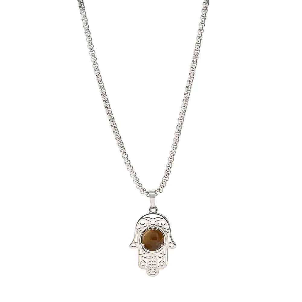 Tiger Eye in Hamsa Hand