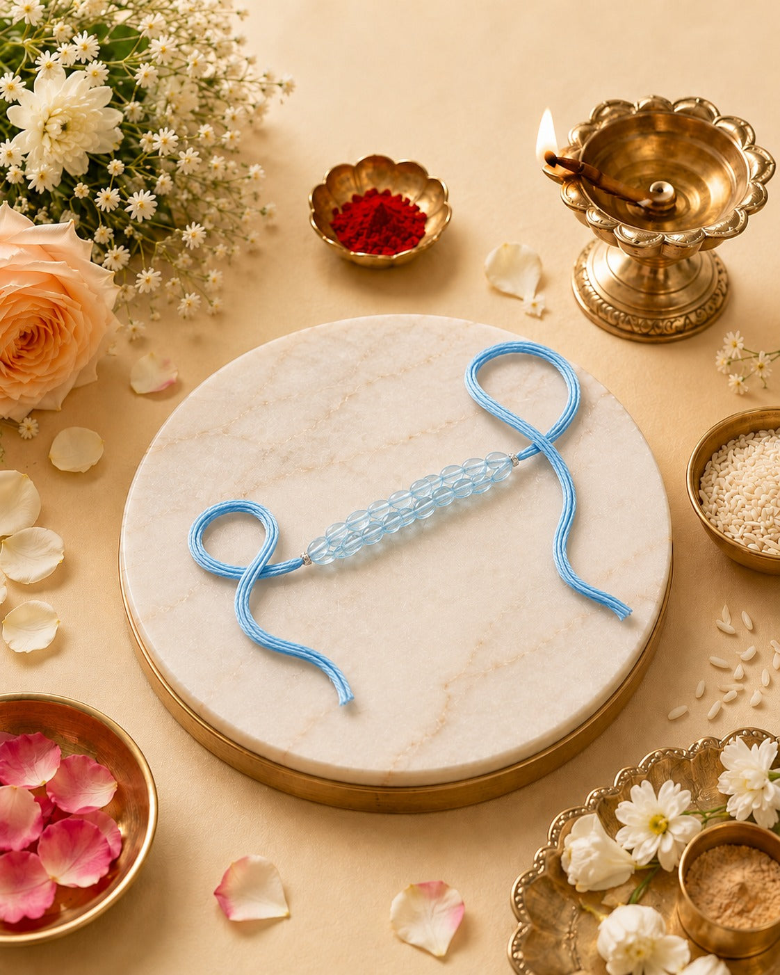 Mulank 2 Lucky Crystal Rakhi with Blue Topaz