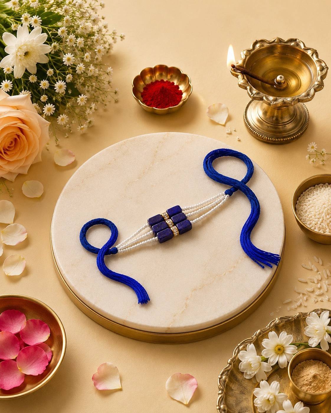 Mulank 4 Lucky Crystal Rakhi with Lapis Lazuli