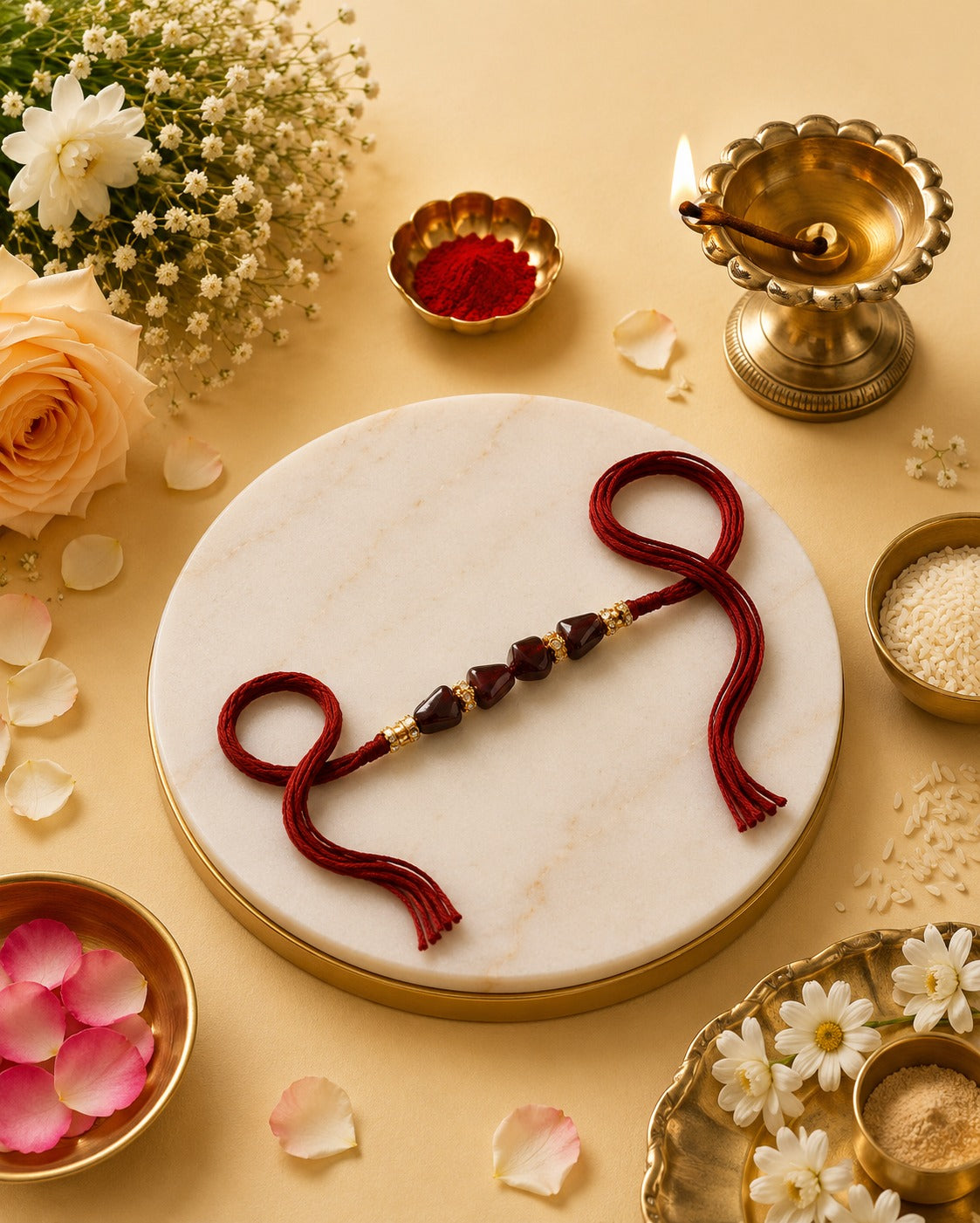Mulank 9 Lucky Crystal Rakhi with Garnet